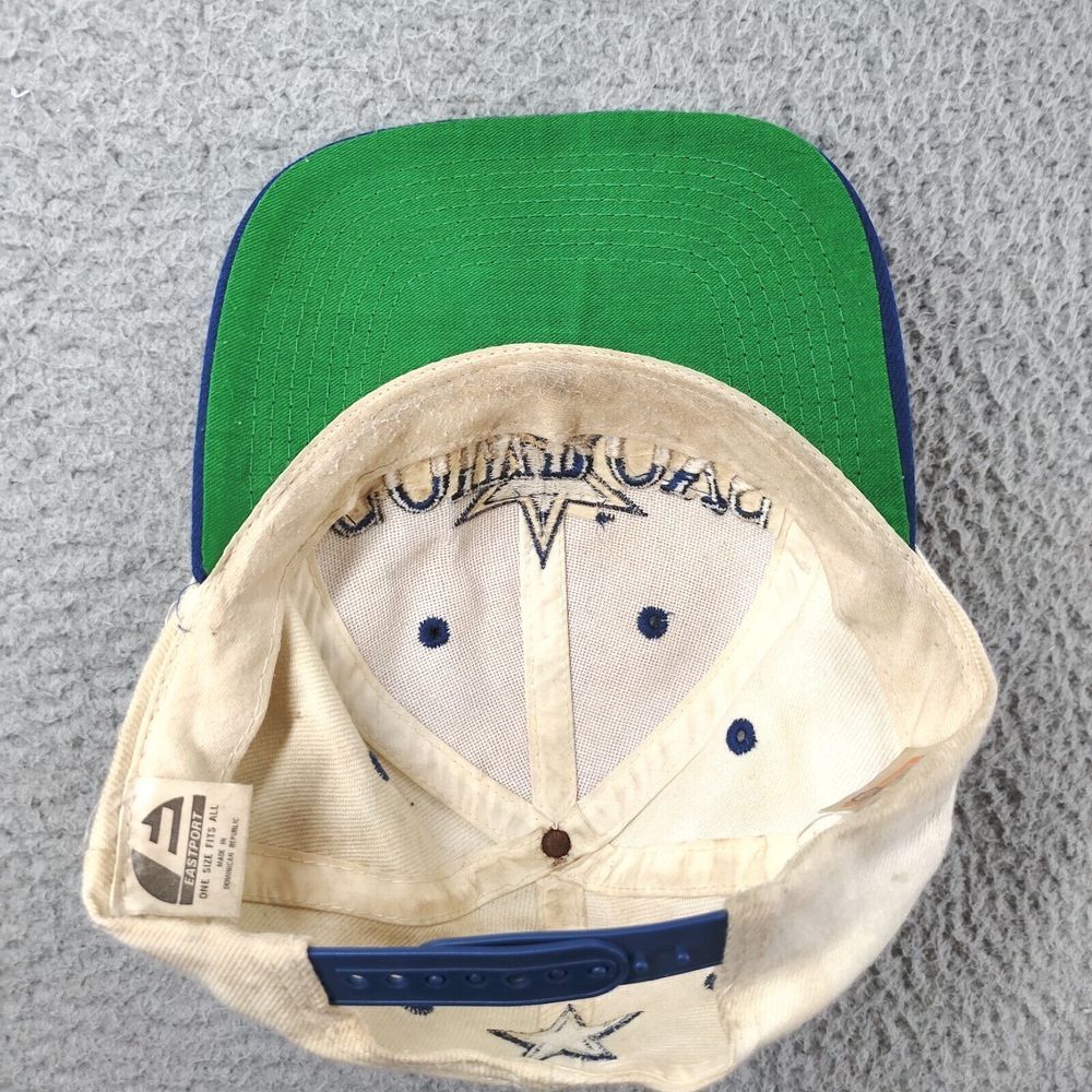 Vintage 1990s Dallas Cowboys Eastport Big Star Script Logo Snapback Hat Spellout - Picture 4 of 16